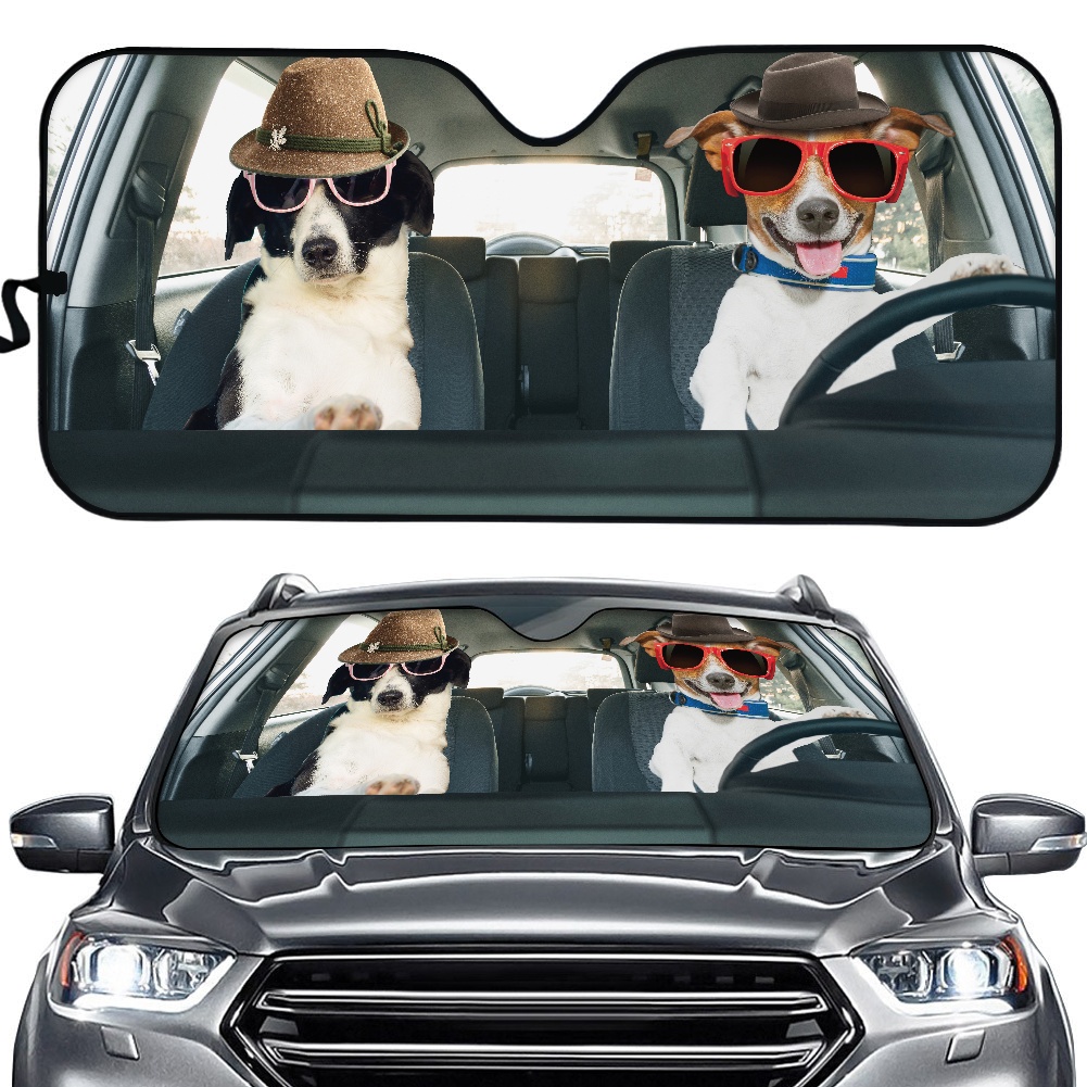 1Pcs Windshield Sun Shade for Car Decoration Funny Dog Print Window Foldable Auto Sunshade Front Window Sun Shield Sun Visors