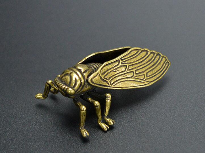 Chinese pure brass cicade kleine standbeeld