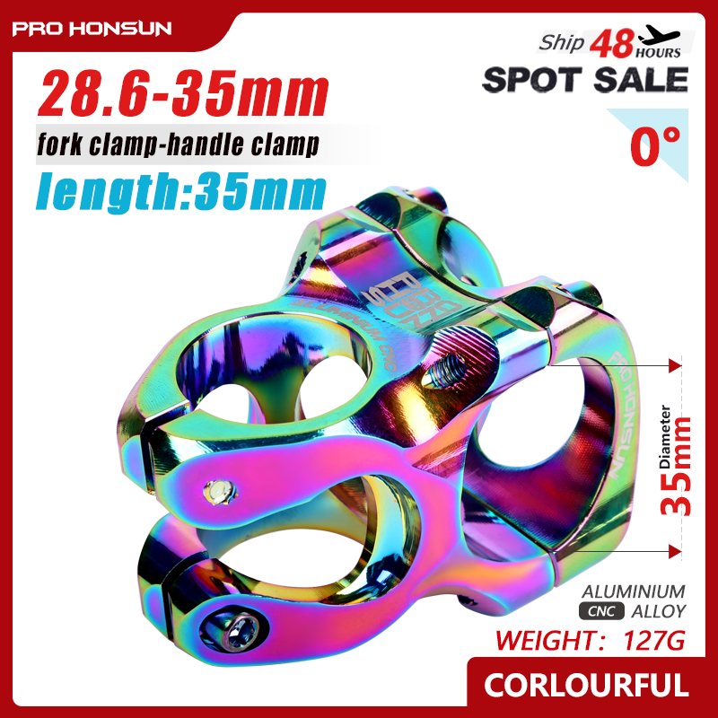 559 TANKE HONSUN MTB 35mm Stem CNC 31.8mm Handlebar Bicycle ultralight 0 Degree Rise FR AM Enduro 28.6mm Steer road Bike parts: 35mm Colorful
