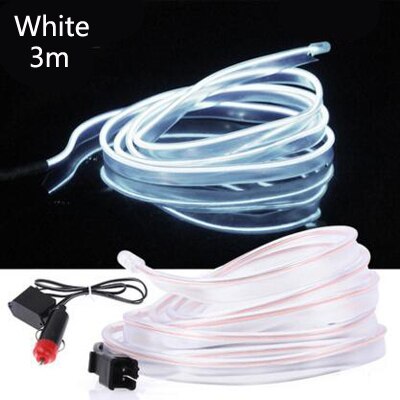 EL Draht Auto LED streifen licht für Neon- Party dekoration licht fahrrad tanzen lampe 12V wasserdicht USB streifen lampen innen flexibel: Weiß-3m