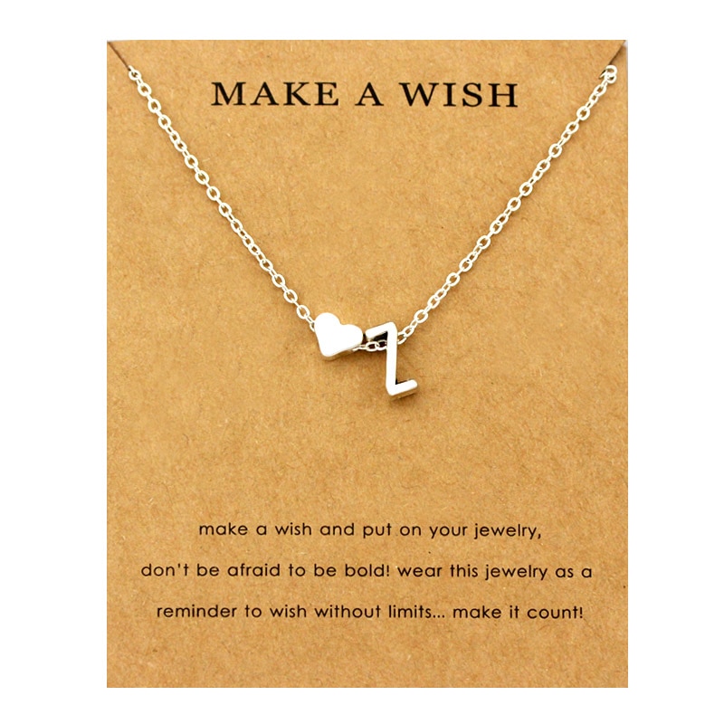 Initial 26 Letter Necklace Heart Necklaces Women Girl's Jewelry Friendship Christmas Birthday
