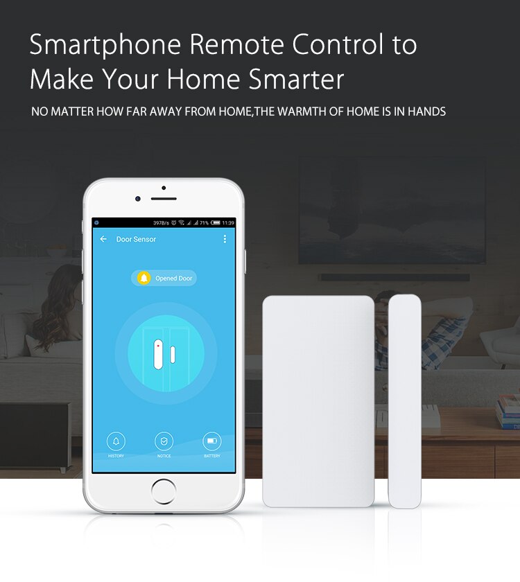 Sensor inteligente de apertura de puerta con Wifi para el hogar, sistema de alarma inalámbrico, detector de puerta, compatible con aplicación Alexa, Google home y Tuya