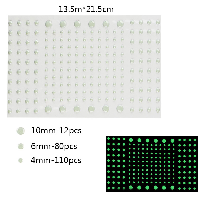 Pegatinas de pared de estrellas y Luna luminosas que brillan en la oscuridad, estrella de puntos de burbuja 3D para el hogar, decoración de techo de habitación de niños, pegatinas fluorescentes para pared: Verde