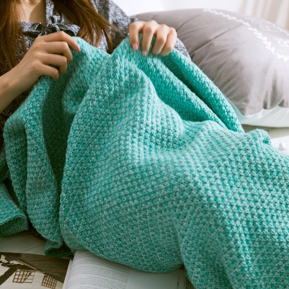 5 Colors Mermaid Tail Blanket Lady Soft Handmade Sleeping Bag Fashionable Knitted Blanket Fishtail Sleeping Bedspreads