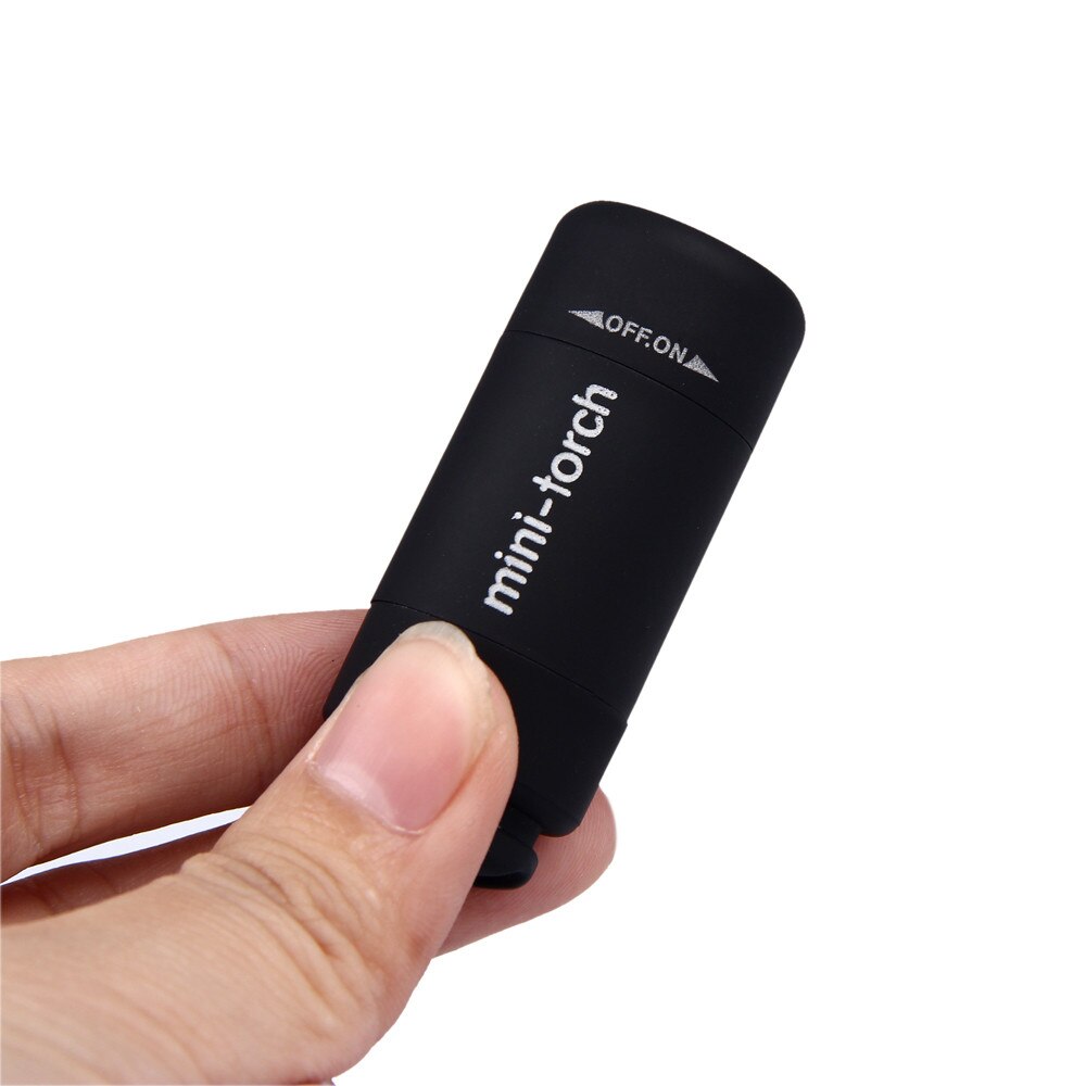Mini-Torch 0.3W 25Lum USB Rechargeable LED Torch Lamp Flashlight Keychain Key Rings: Black