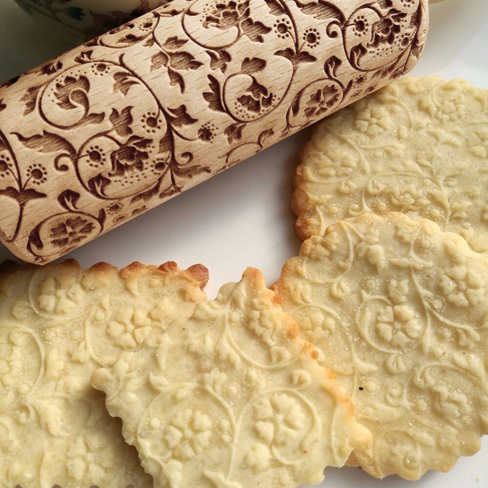 38cm Kerst Embossing Rolling Pin Koekjes Bakken Noodle Biscuit Fondant Taart Deeg Engrav Patroon Roller bloem A30822