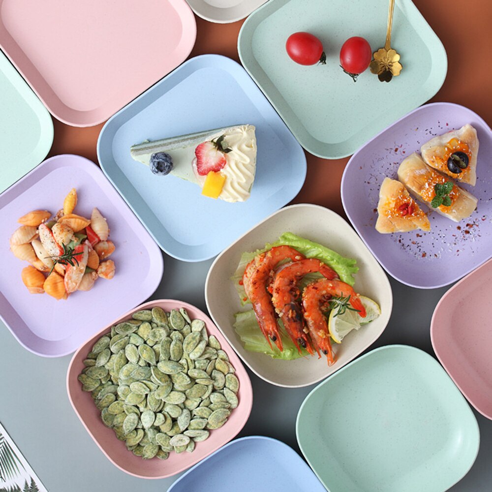 Multifunction Cutlery Set Plate Plastic Plate Spit Bone Snack Cake Dessert Candy Plate Dining Table Trash Plate Slag Plate