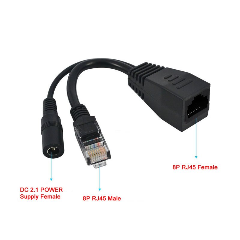 POE Adapter cable RJ45 Injector Splitter Kit Tape Screened Passive Power Over Ethernet 12-48v Synthesizer Separator Combiner