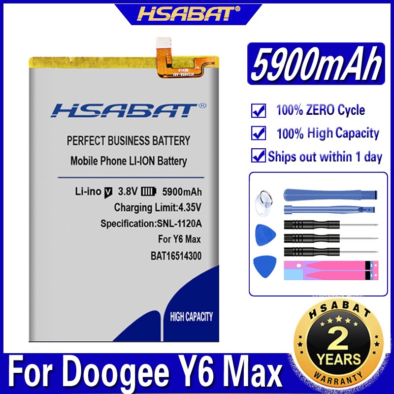 HSABAT 5900mAh BAT16514300 Battery for Doogee Y6Max Y6 Max