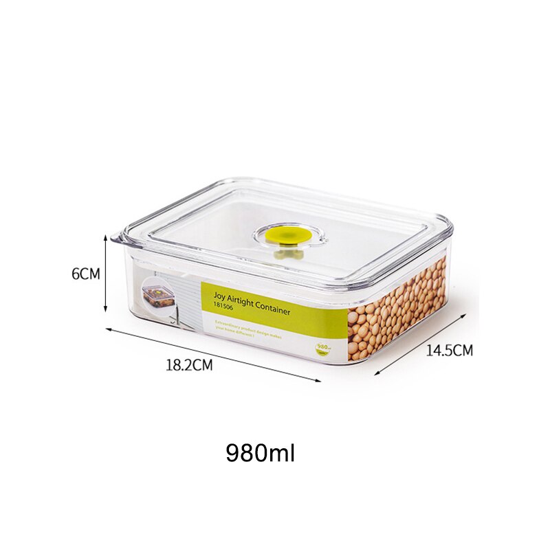 Luchtdicht Voedsel Opslag Containers Plastic Pantry Potten Boite Hermetique Alimentaire Transparant Bus Keuken Organizer: 980ml