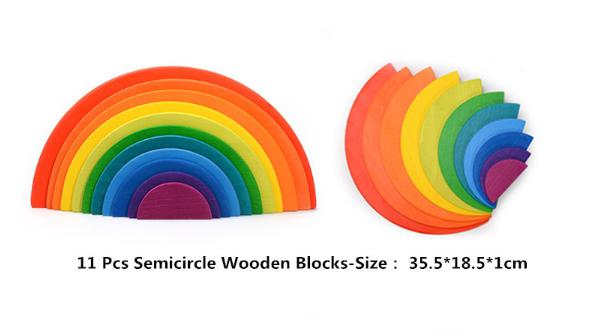 Dropshipping 12 pz Arcobaleno Blocchi Semicerchio piolo Bambola Giocattoli di Legno Colorato Blocchi di Costruzione Ad Arco del capretto di Legno pila di Alta Giocattoli: 11pezzi arcobaleno Blocks