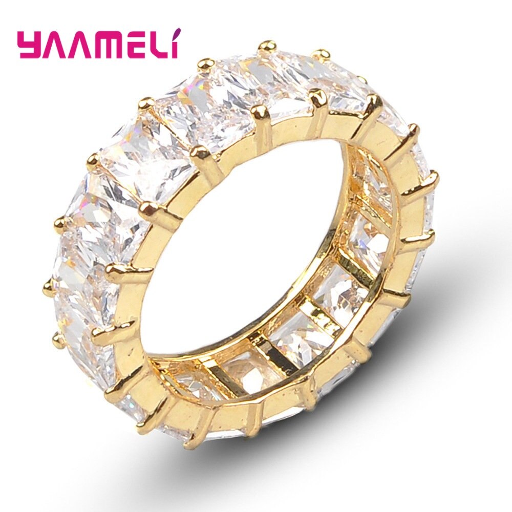 Gute Regenbogen Farbe Baguette CZ Kristall Zirkonia Finger Ringe Für Frauen Luxus 925 Sterling Silber Goldene Schmuck: Color 2 / 9