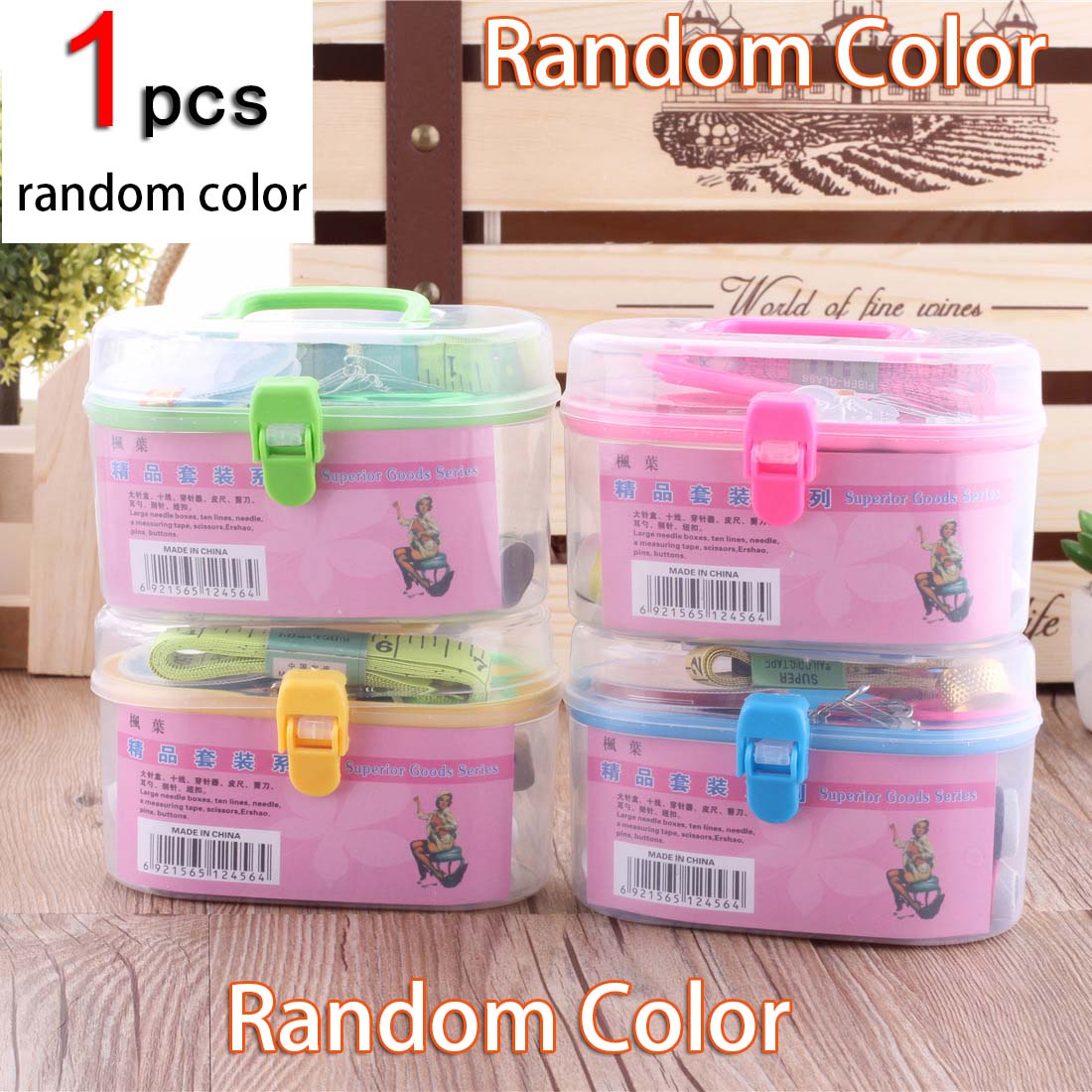 Transparent Thread Box Household Sewing Thread Storage Box Suitcase Container Craft Spool Storage Box: color sent randomly