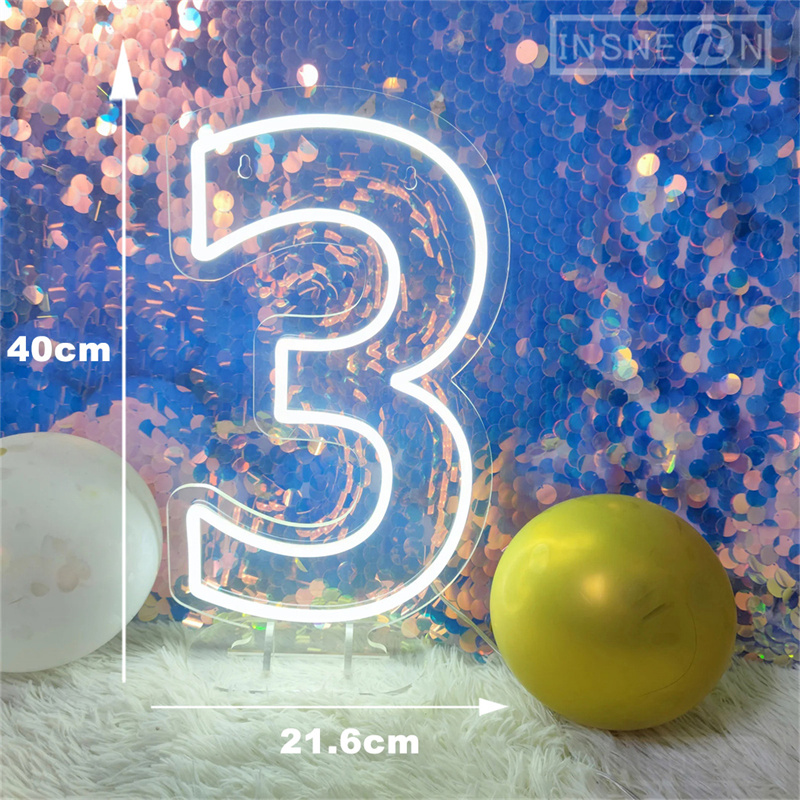 Letrero de neón con números, luces acrílicas de cumpleaños de 0 a 9 con interruptor para aniversario, boda, , negocios, salón de belleza, decoración de pared, 40cm: Verde / 3 W