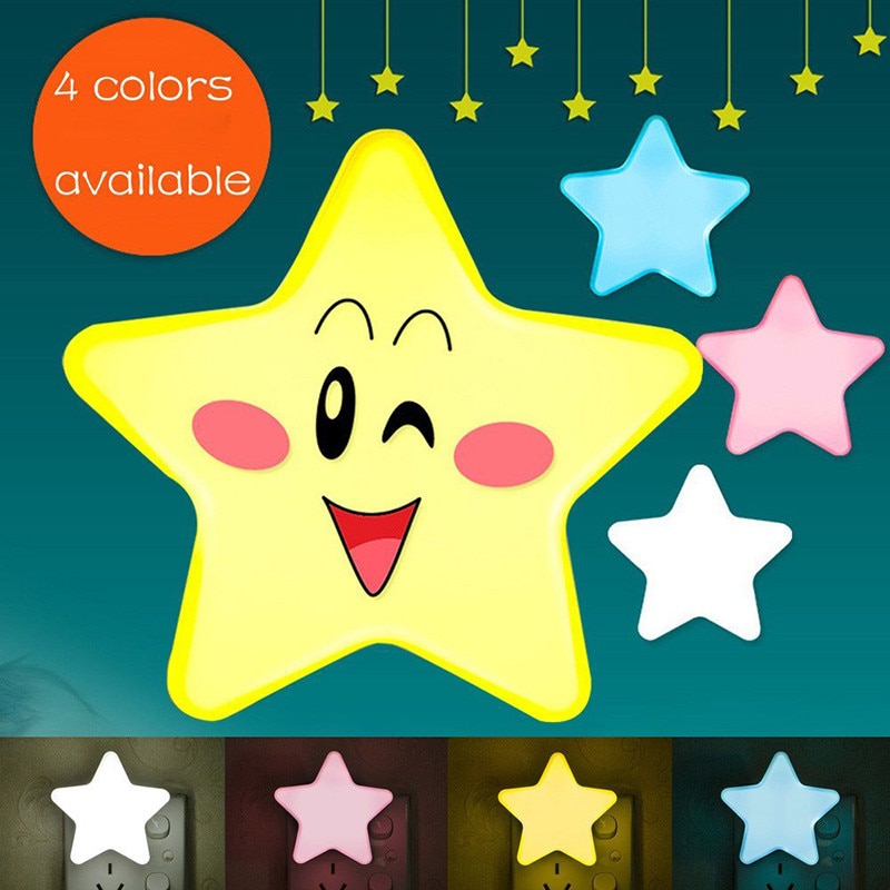 Star Night Light Plug-in Wandlamp Woondecoratie Licht Sensor Socket Lamp Kinderkamer Slapen Bedlampje EU/US Plug