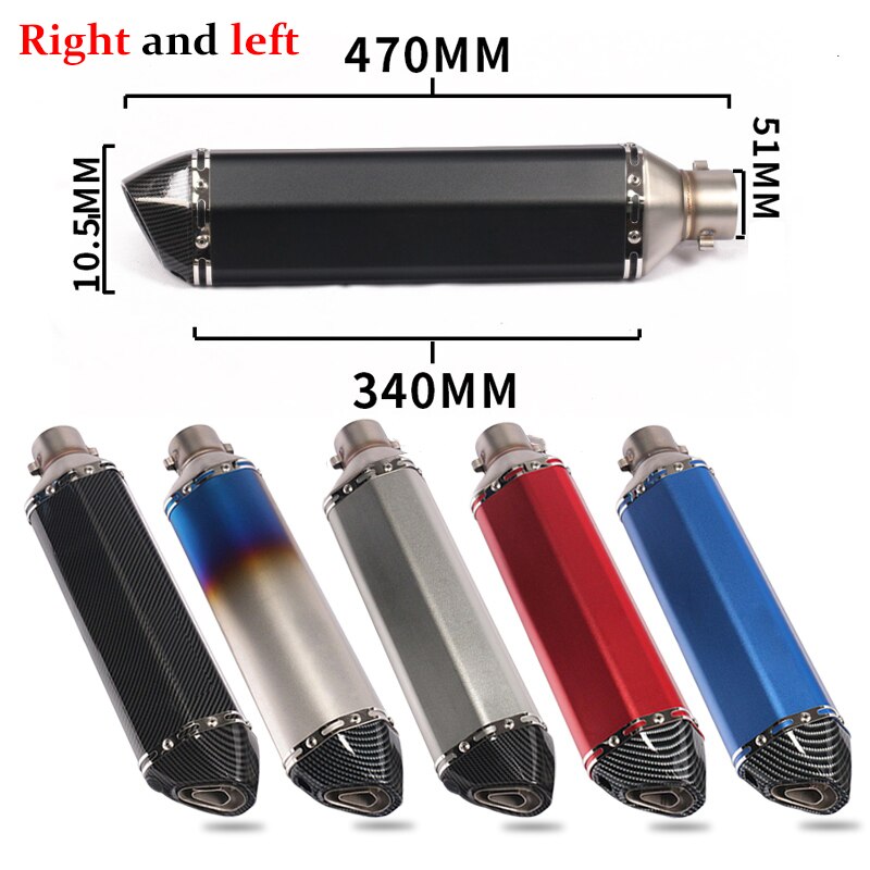 Universal 470MM Motorcycle Exhaust Pipe Scooter Motocross Muffler Modify Motorbike Escape DB Killer 51mm For MT03 MT07 R1 CBR400
