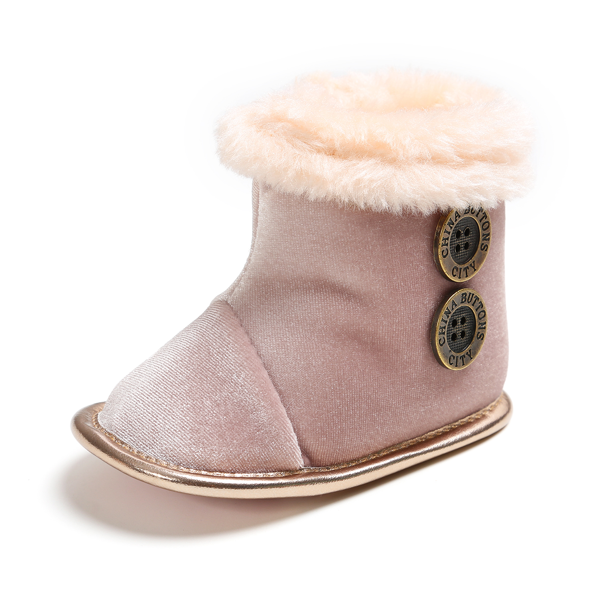 Newborn Infant Baby Boys Girls Snow Boots Winter Warm Fur Mid-Calf Length Slip-On Furry Boots 0-18M Born Bottom Shoes: Pink / 13-18 Months