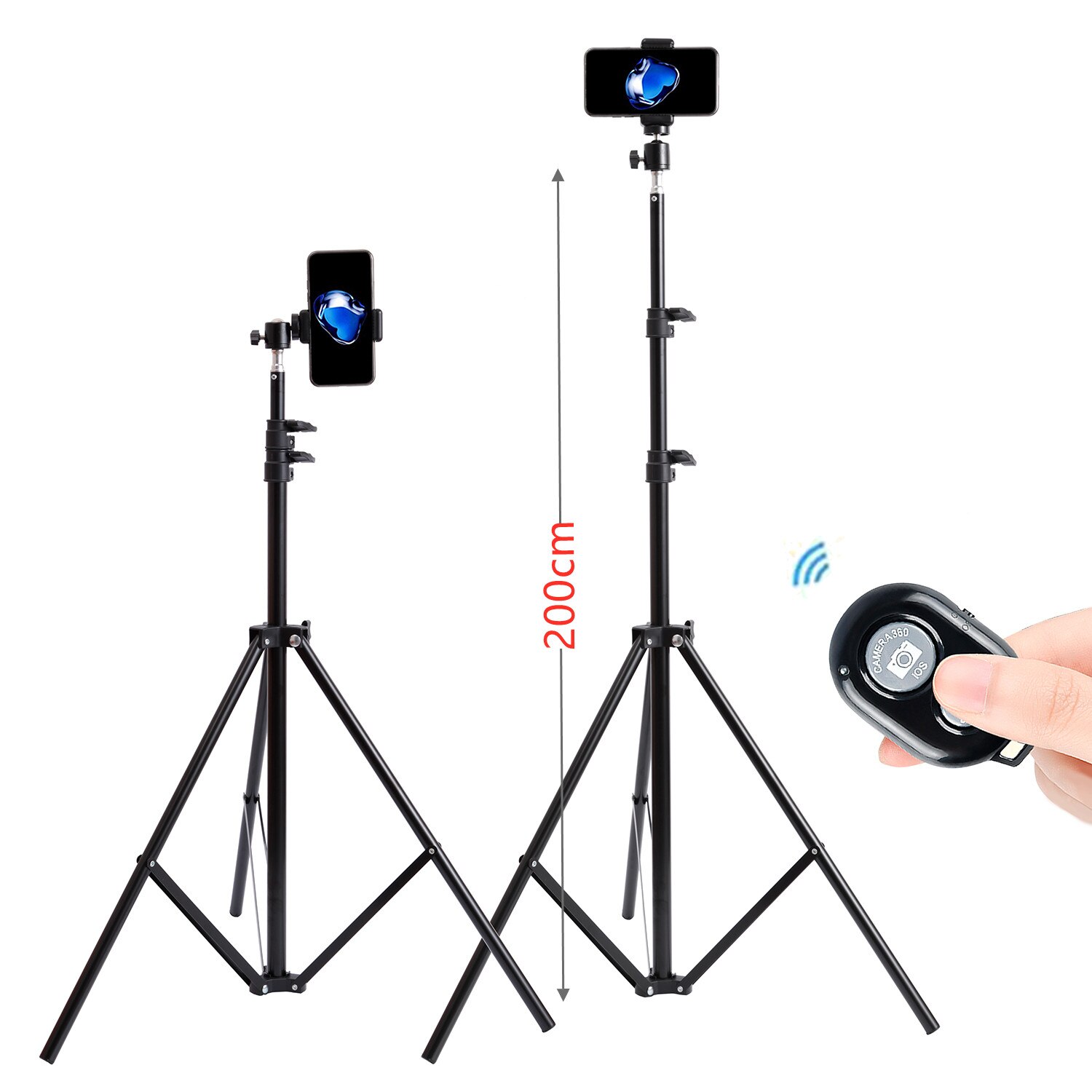 110 160 200cm Photography Tripod Light Stands For Photo Studio Relfectors Softboxe Lame Backgrounds Video Lighting Studio Kits: 200cm selfie tripod