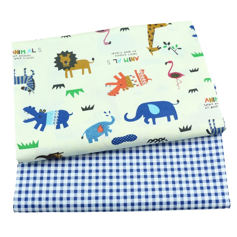 Tela de algodón con estampado de animales del bosque para bebés y niños, 160cm x 50cm, costura acolchada, ropa de cama, vestido, retales