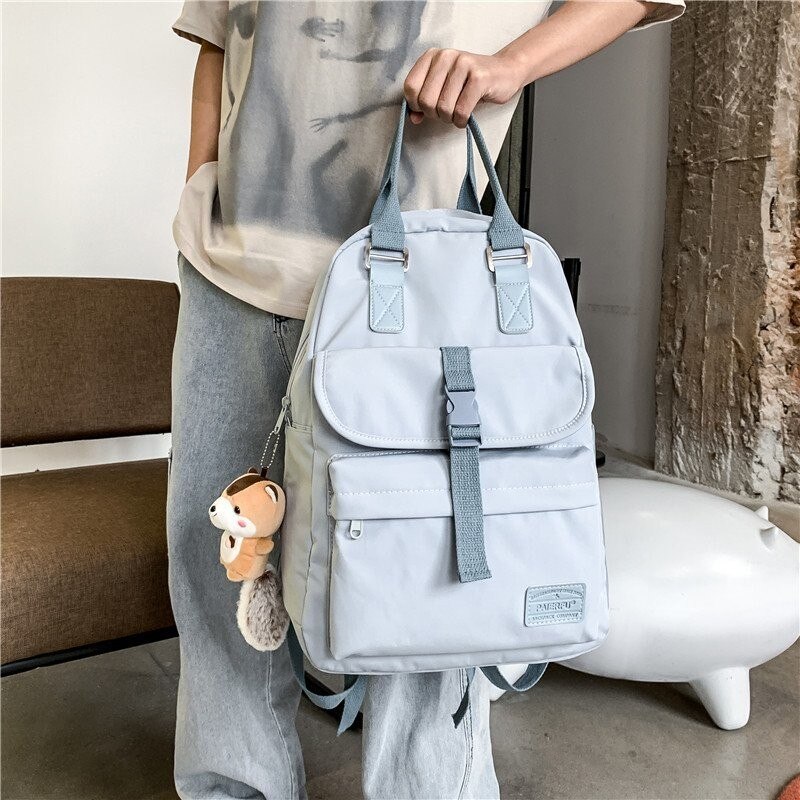 Nylon Wasserdichte Frauen Rucksack Kawaii schule taschen für Teenager mädchen Mit Niedlichen anhänger