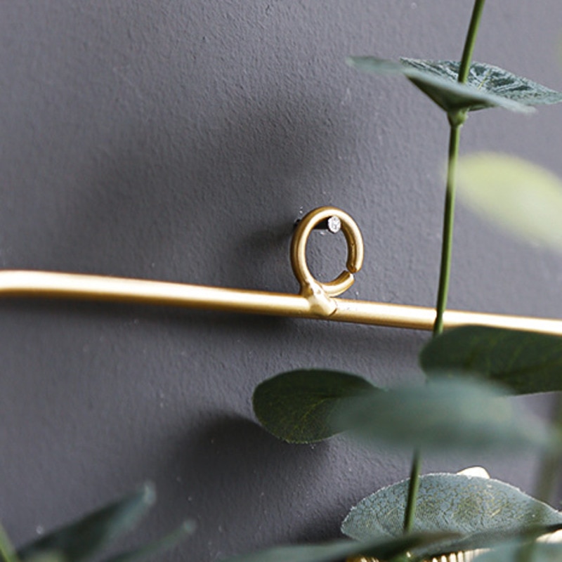 Metal Wall Vase Cylinder Flower Pot Gold Frame Wall Vase For Artificial Flower Glass Vase Wall Mount Flower Vase Home Wall Decor