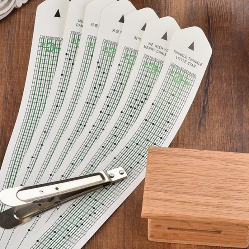 Hand Crank Music Box with Hole Punch and 10 Paper Tape Music Action Box 15 Sound Box Can Be DIY Can Compose a