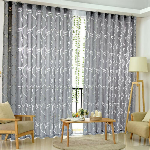 Product Window Screen Leaf Bubble Cut Flower Window Screen Romantic Tulle Curtain Kitchen Living Room Curtain: Light Grey