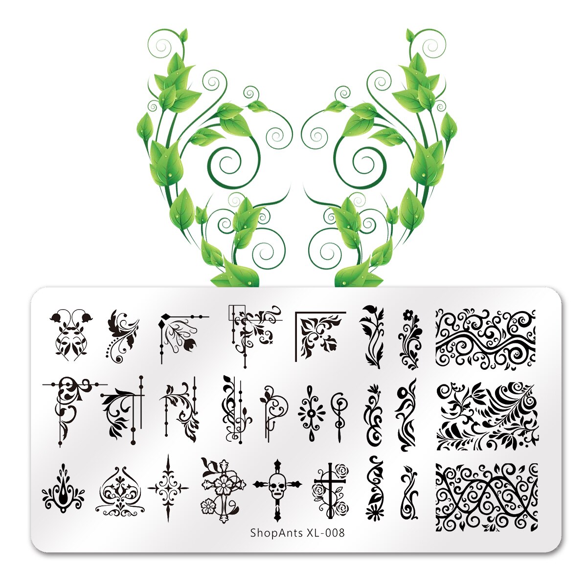 Acier inoxydable ongles estampage plaque lignes beauté rayé banane cygne visage impression modèle pochoir Nail Art timbres modèles: 08