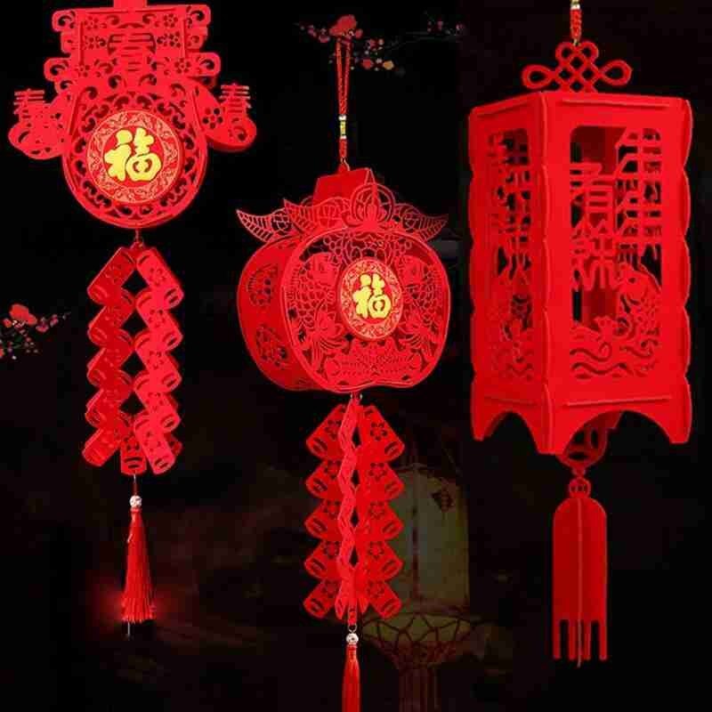 Waterproof Red Paper Lantern Home Decor Three-dimensional Lantern Pendant For Chinese Year Spring Festival Celebration