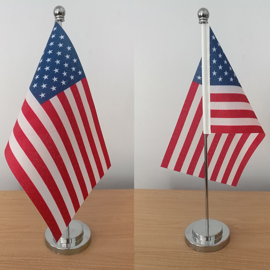 Custom Table Flag Office Desk Banner Including Flagpole Base Flag Size 8.3&#39;&#39;x5.5&#39;&#39; 21x14CM