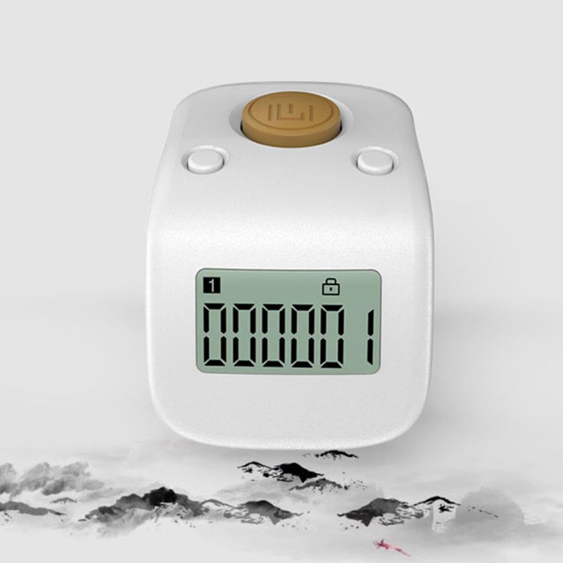 Digital genopladelig 6 cifret tæller buddha perler bøn klikker 6 kanals lcd finger ring hånd tally tæller