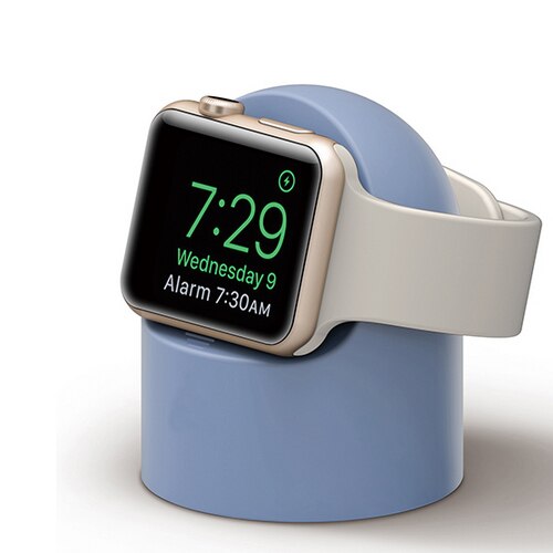 Station de charge de nuit en Silicone pour Apple Watch, pour Apple watch 6 5 4 3 2 SE iWatch 44mm 42mm 40mm 38mm, pour apple Watch: light blue