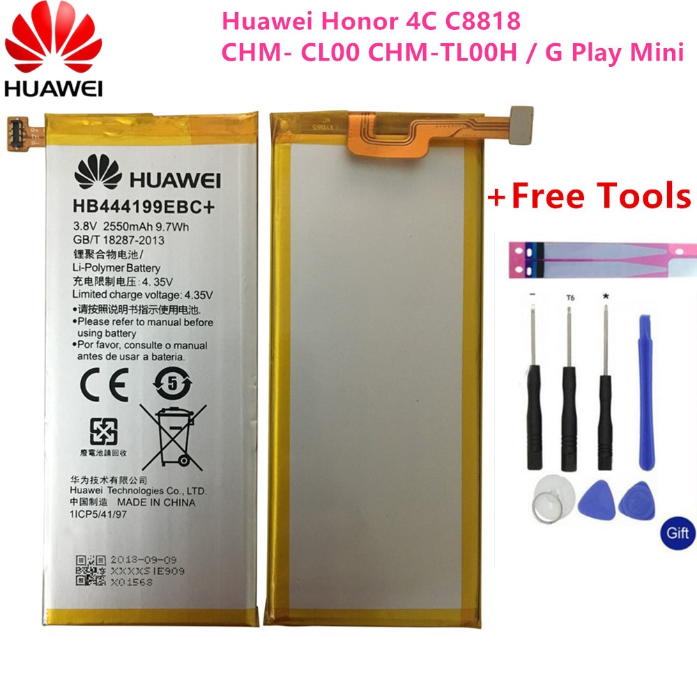 Bateria original 2550mah hb444199ebc de hua wei para huawei honor 4c c8818 chm-cl00 CHM-TL00H CHM-UL00 chm-u01 g jogar mini