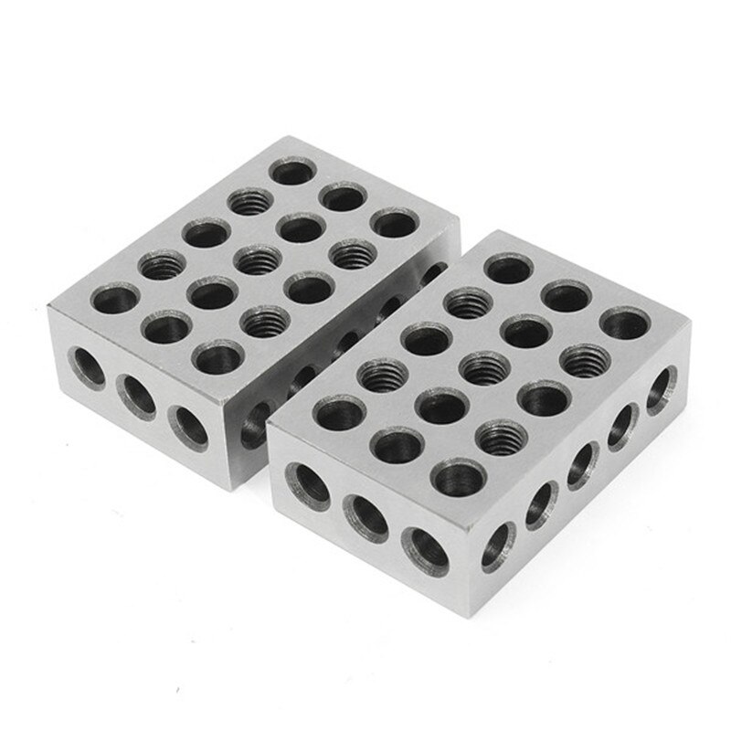 2Pcs Precision Blocks Hardened Steel 1-2-3 Blocks 0.0001" Precision Matched Machinist 123 Milling Tool 23 Holes