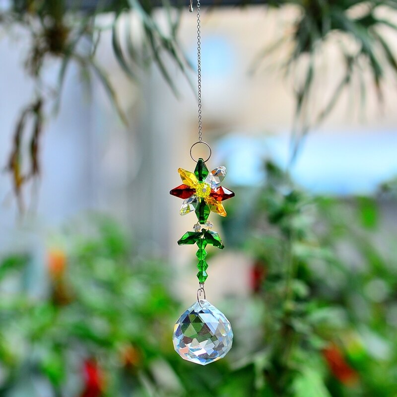 KaiNai Garden Suncatcher Flower Deco Rainbow Maker hanging crystal prisms window crystals home decoration original: brown