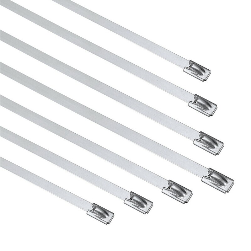 100PCS Sealing Strip Wire 304 Stainless Steel Self-Locking 4.6MM Strapping Marine Outdoor Anti-Corrosion Cable Tie