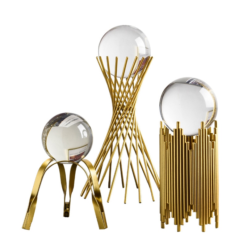 Metal Crystal Ball Crafts Home Decoration Accessories Modern Ornaments Living Room Bedroom Iron Furnishings Home Decore