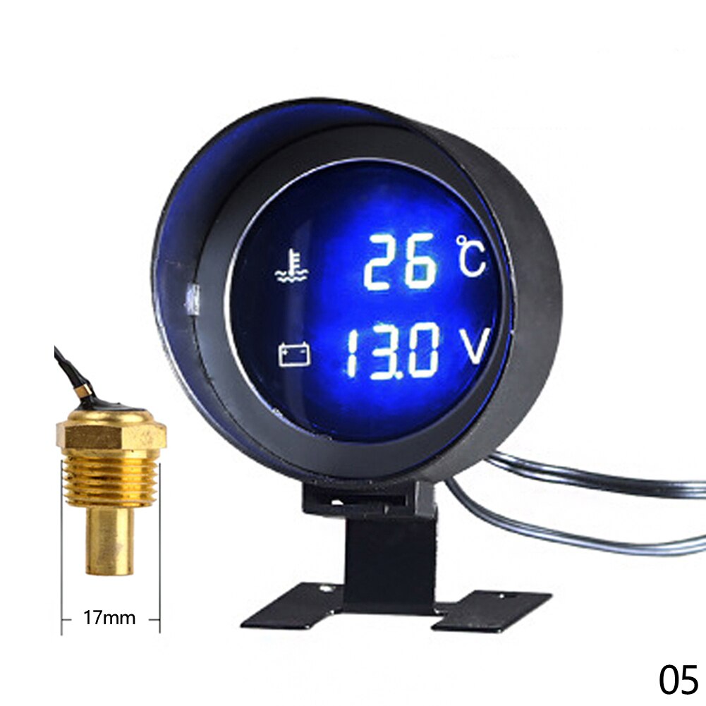 12/24V Auto Led Digitale Voltmeter Water Temperatuurmeter Meter &amp; 10/12/14/16/17/21Mm Sensor Universele Voertuigen Digitale Gauge: 17mm