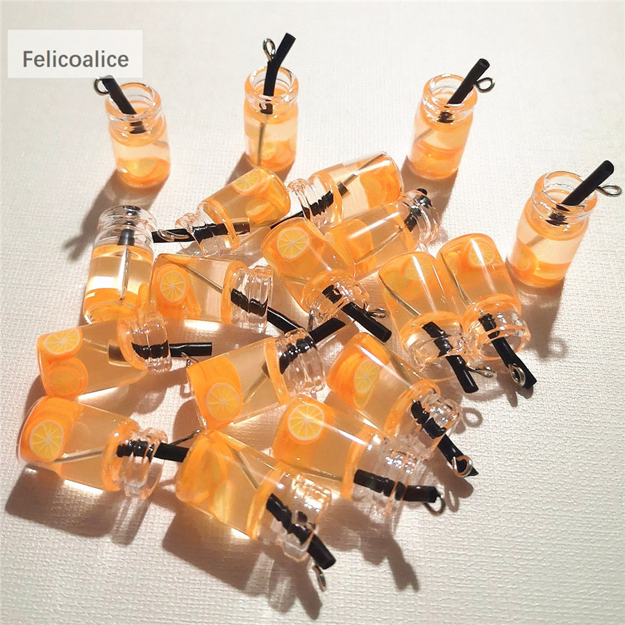 8 stks Fruit Oranje Appel Aardbei Citroensap Miniatuur Voedsel Bedels Hangers Voor DIY Sleutelhanger Ketting Oorbel Accessoires: Roze