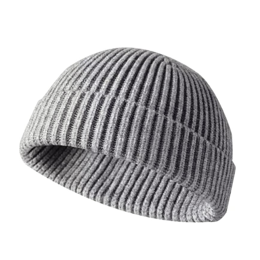 Kvinders mænds korte hat efterår vinter varm strikket solid elastisk beanie caps high street stil hip hop hat kraniet cap sømand cap: F