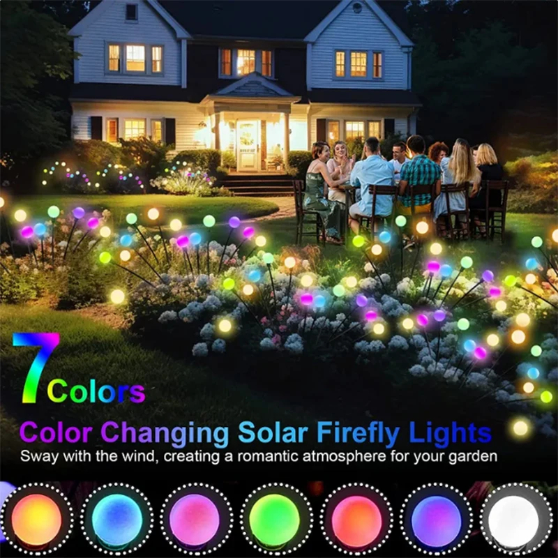 1 ~ 2 pçs luzes solares do jardim firefly luzes de assoalho ao ar livre 6/8/10led luzes jardim bola decorativa luzes para jardim decoração ao ar livre