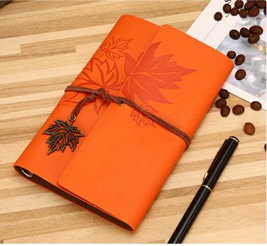 Carnet de voyage Vintage en cuir PU A5 A6 A7, carnet de notes Kraft vierge, carnet de croquis, Journal intime, papeterie fournitures scolaires et de bureau: Orange / A6 185X125MM