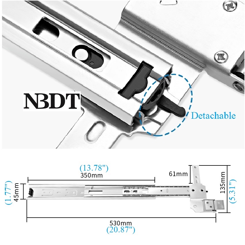 1Pair 14" Steel Pull Out Turn Slide For Wardrobe Closet Framed Mirror