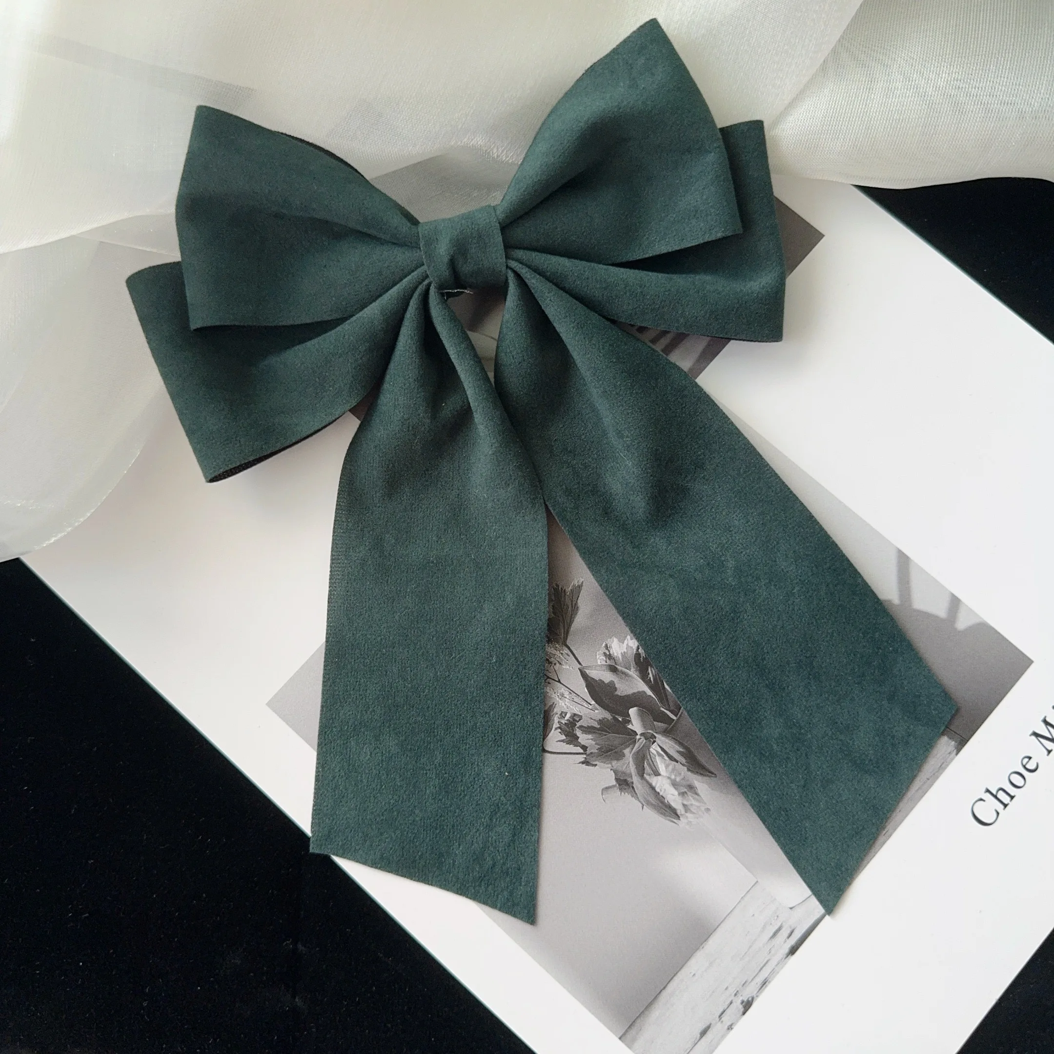 6 estilos de pinzas largas de satén con lazo grande para niñas, pinzas para el pelo para la cabeza trasera, color rojo Internet con el mismo temperamento, accesorios elegantes para el cabello