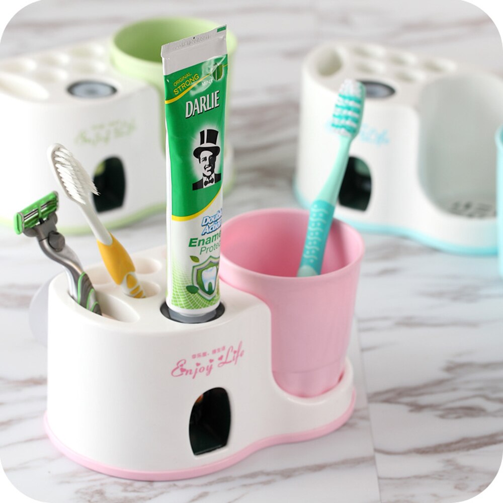Automatisk tandpasta klemme håndfri tandpasta klemme dispenser let tryk tandpasta holder badeværelse værktøjer