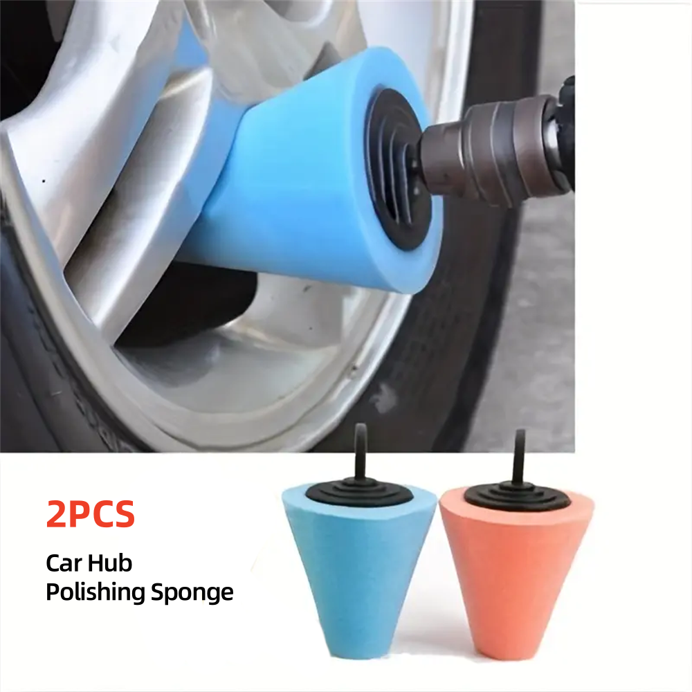Éponge de polissage pour moyeu de voiture, 2 pièces, tête de meulage en métal et plastique, éponge conique, roue d'éponge de polissage