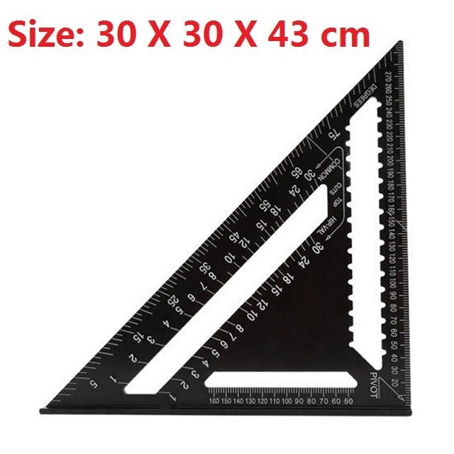 Onnfang-Regla de medición de ángulo Triangular de aleación de aluminio métrica de 7/12 pulgadas, transportador de ángulo de triángulo cuadrado rápido para carpintería: 12 inch