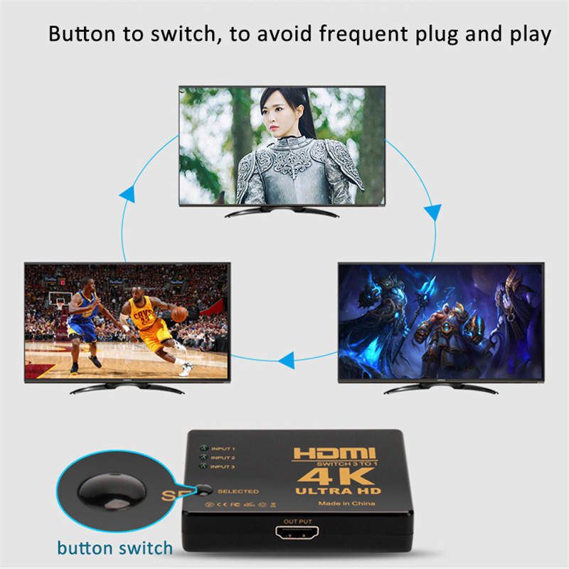 HDMI Switch 3 TO 1 Computer 4K connector 3 in 1 out HDTV video distributor Splitter 1080P / 4K * 2K Input/Output HDMI