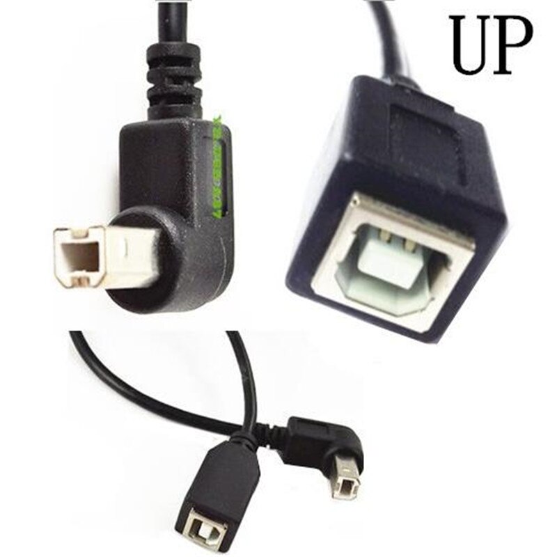 USB Printer Scanner Kabel 25cm USB 2.0 B Mannelijk naar B Vrouwelijke Printer Scanner Verlengkabel Up Down Rechts links Schuin 90 Graden: up