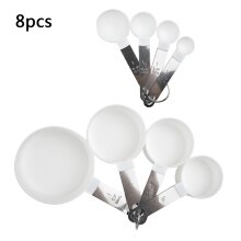 Cooking Measuring Cup kit Tools Set Units Mark Stainless Steel Baking ​: White